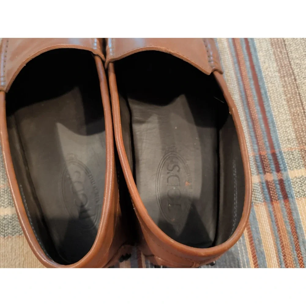 Men's Tod's Brown Leather Moccasin Loafers Driving Shoes Size 8.5